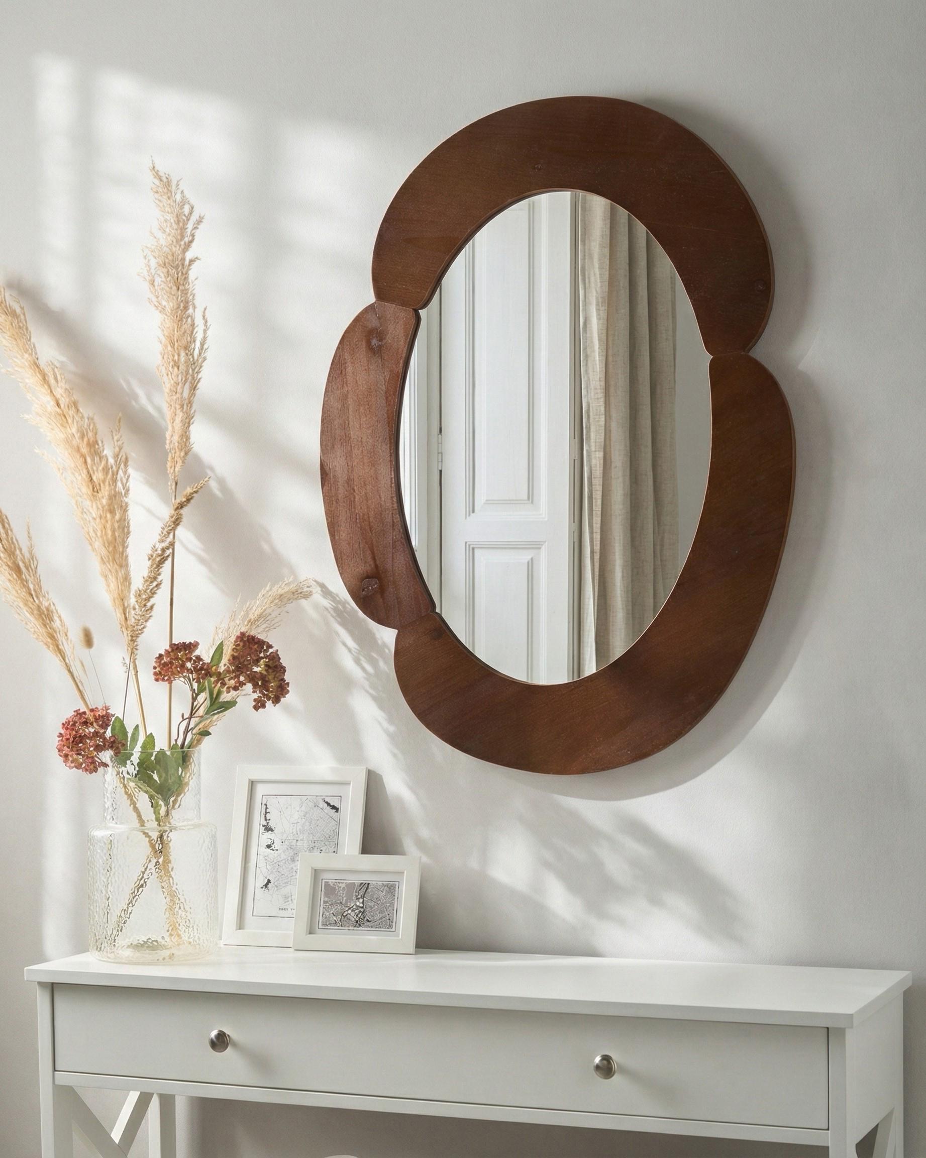 Wall Mirror ALVENA 60 cm 80 cm Dark Brown