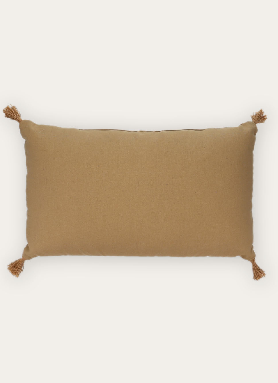 COUSSIN EN COTON UNI AVEC POMPONS EN JUTE SABLE