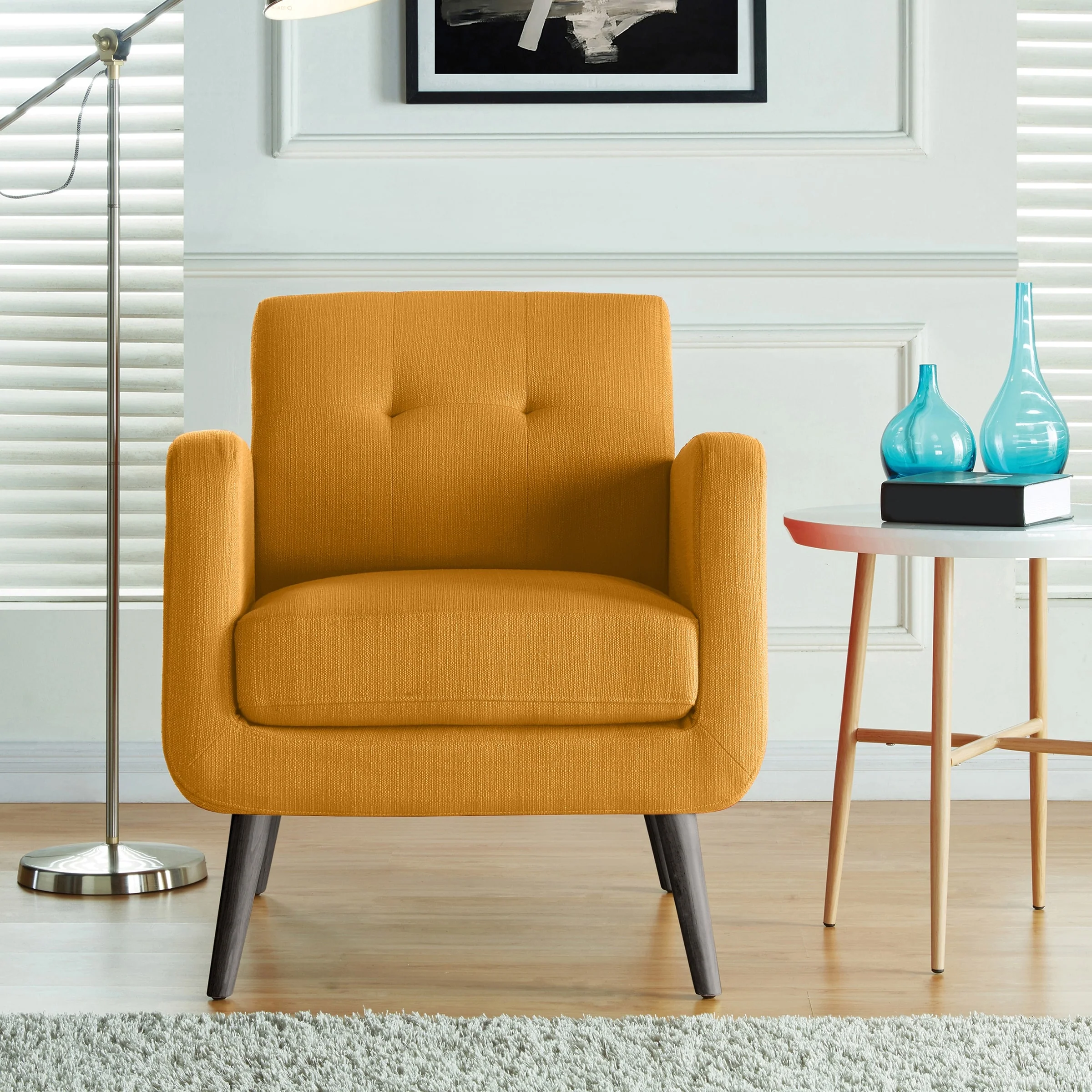 Carson Carrington Keflavik Mustard Yellow Mid-century Accent Chair