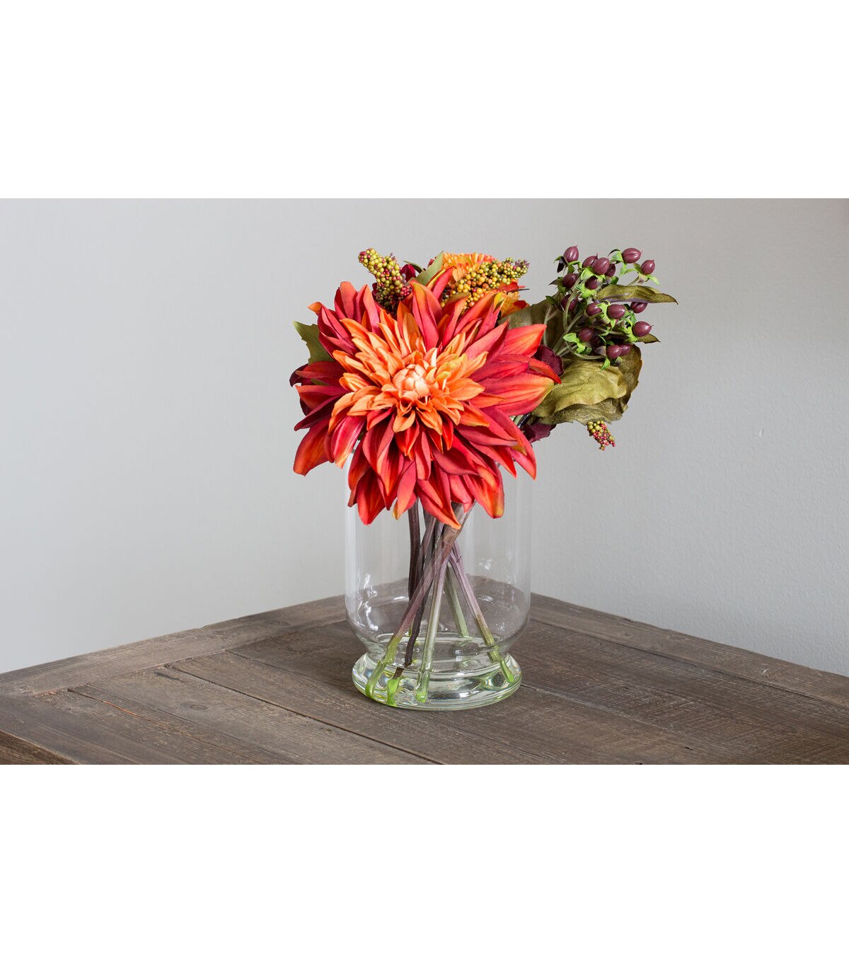 Nearly Natural Dahlia & Mum with Vase Arrangement