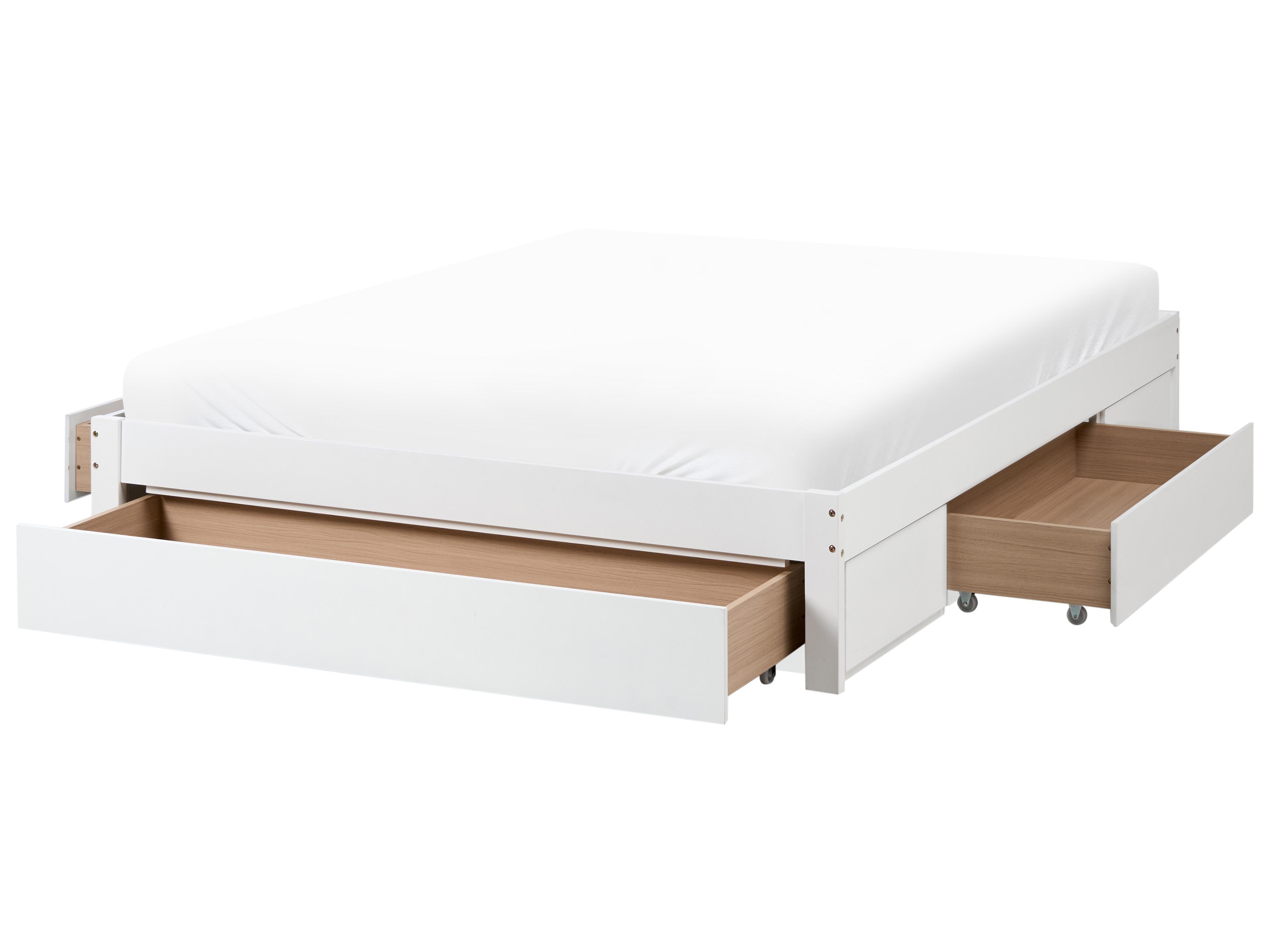 Bed with Storage Drawers without Headboard Wood GIAT 160 x 200 cm (EU King Size) White