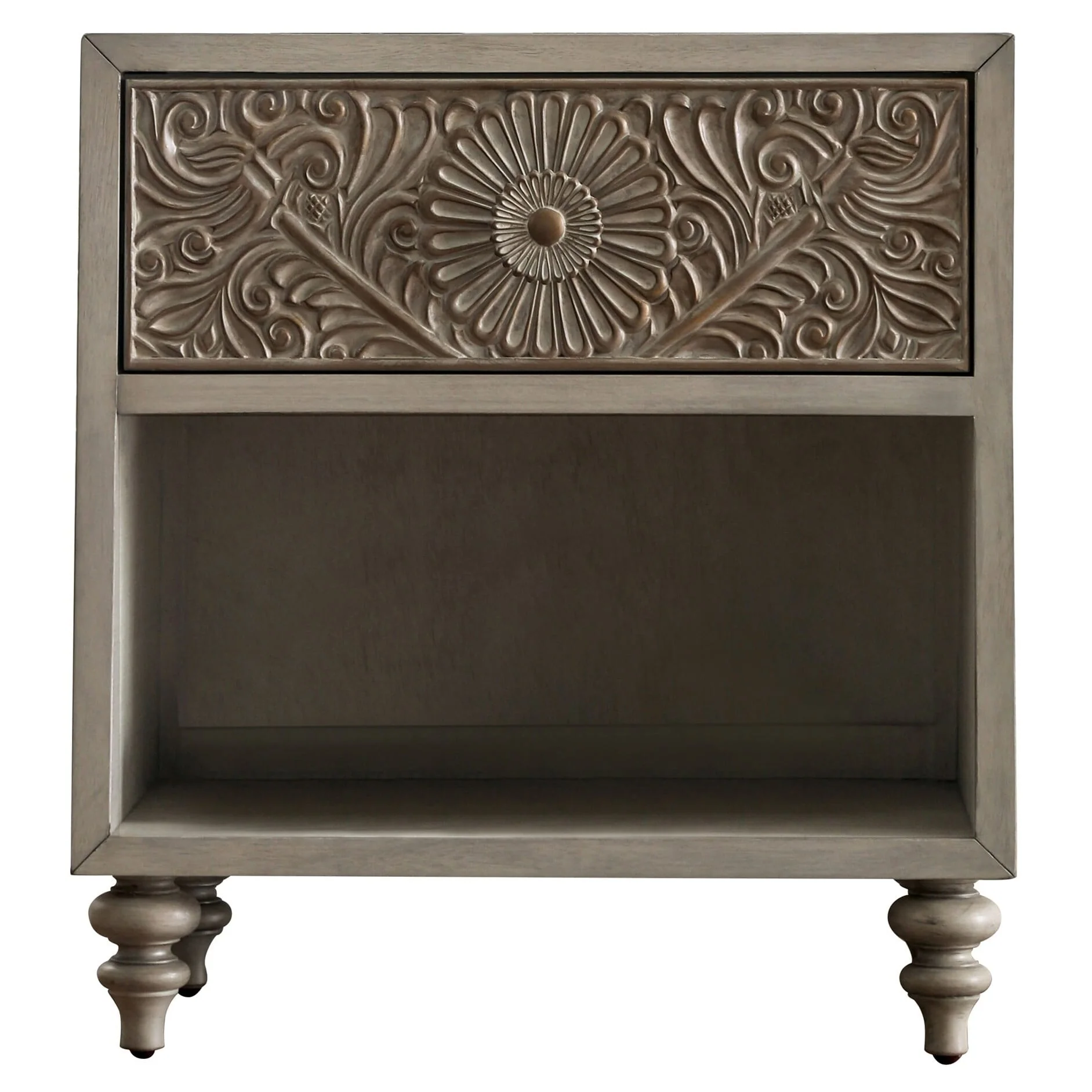 Cadogen Farmhouse Antique White Wood 1-Drawer Nightstand with USB by The Curated Nomad