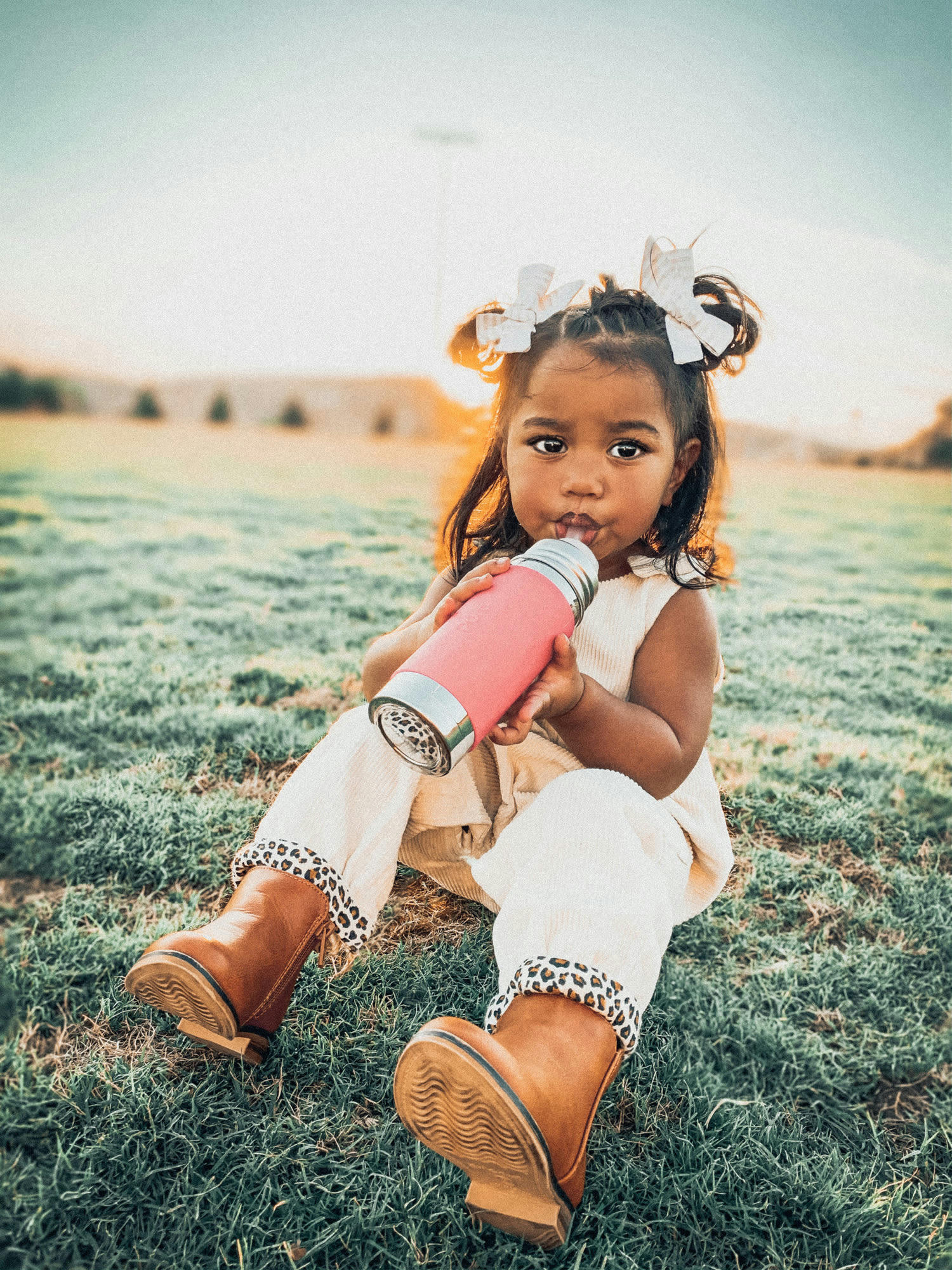 - Gourde évolutive en inox avec paille 325ml  Vieux rose