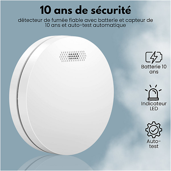 Détecteur de fumée Aroha Safety Pro - Batterie 10 ans - Détecteur de fumée - Alarme incendie