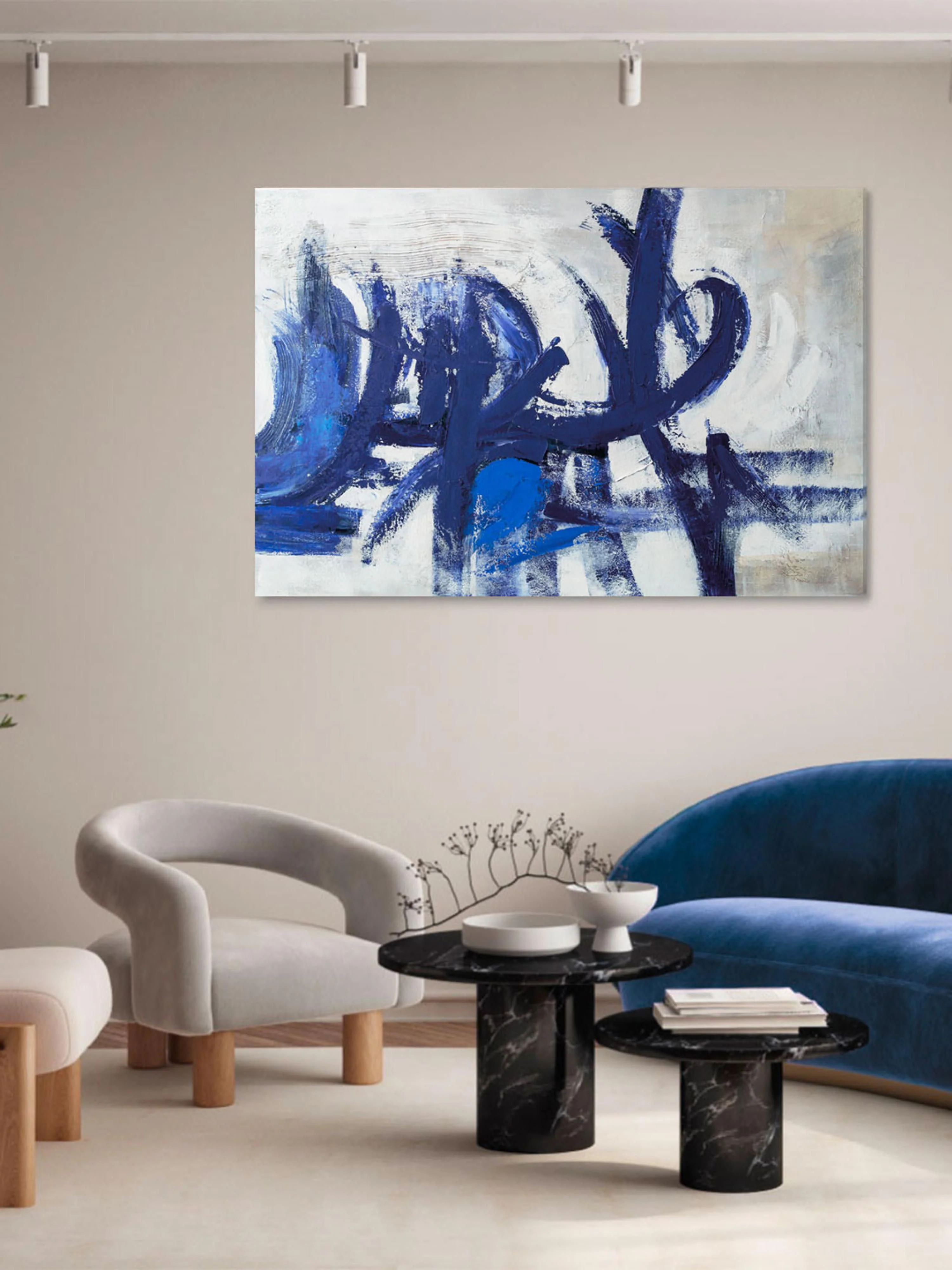 Handgemaltes Leinwandbild Blue Stroke