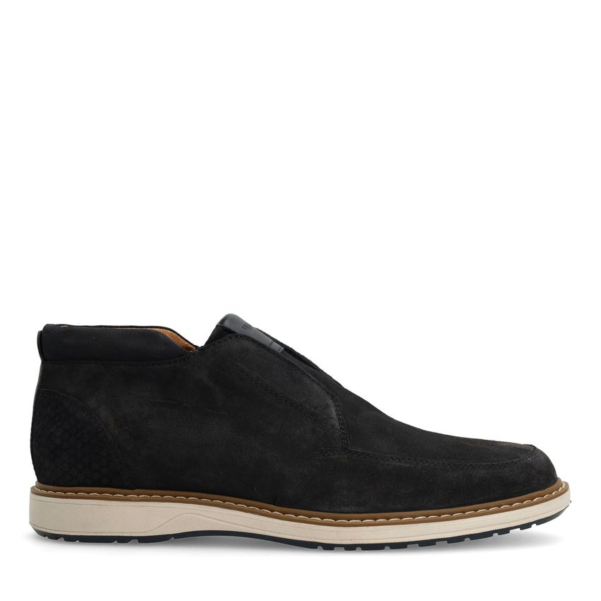 Manfield Donkerblauwe suède chelsea boots