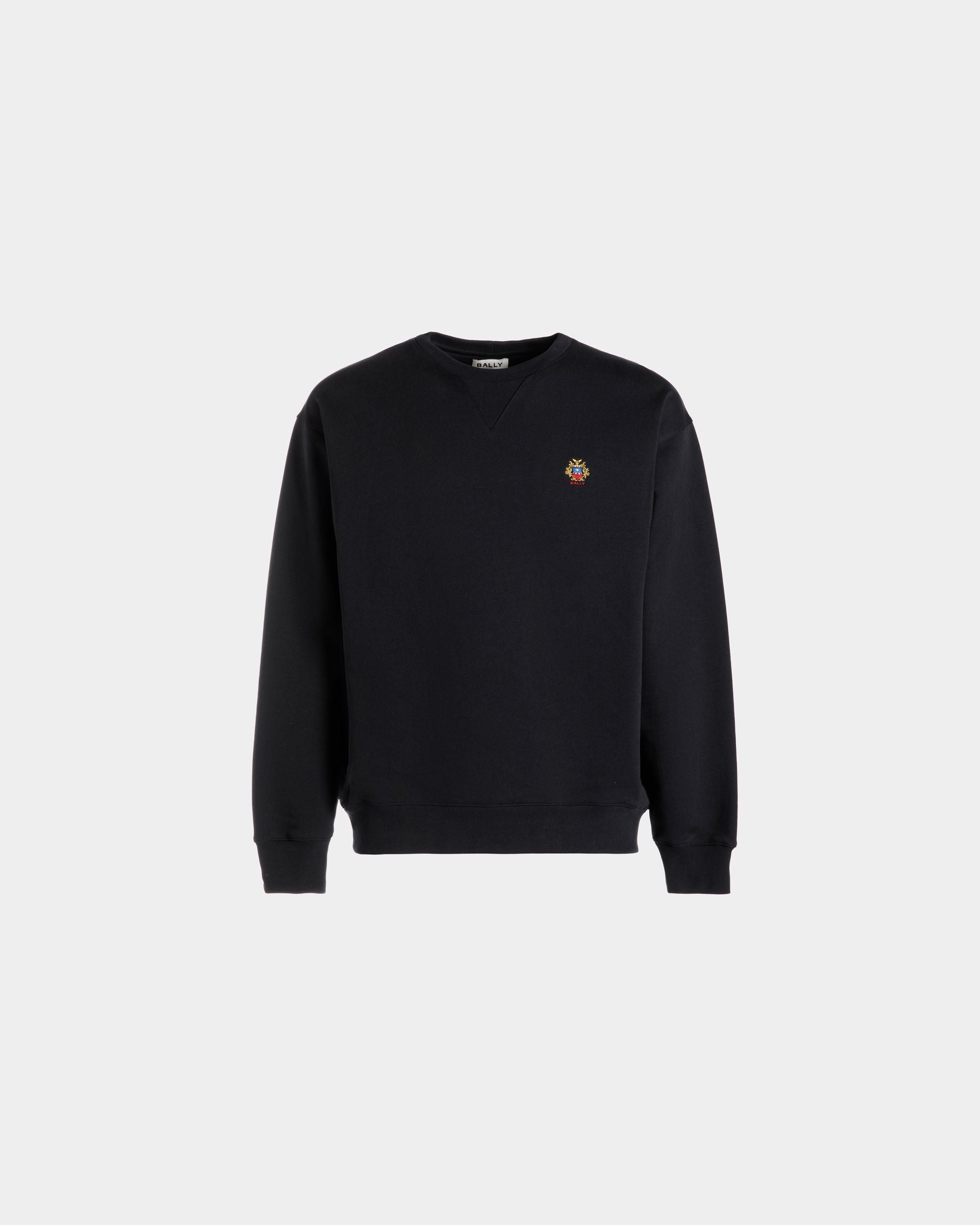 Sweatshirt Mit Rundhalsausschnitt Aus Baumwolle In Navy Blue Mit Bally Crest Logo