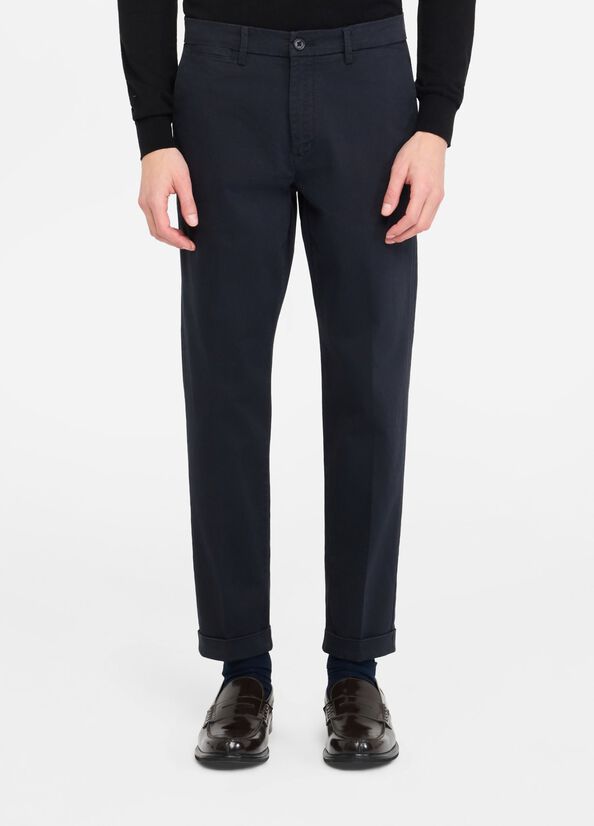 Pantaloni chino in cotone con risvolto