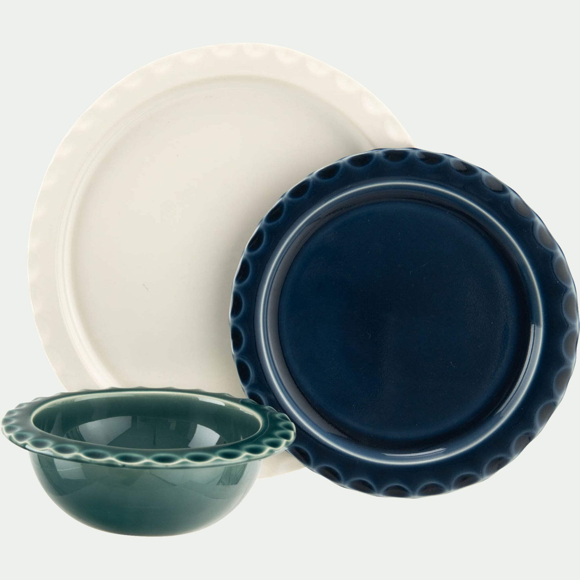 ABILIO - Coupelle ondulée en grès D18,5cm - vert