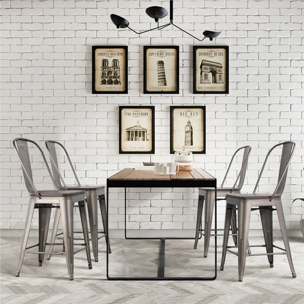 Yaheetech 40 H Metal Dining Chairs Armless Bar Stools(Set of 4)