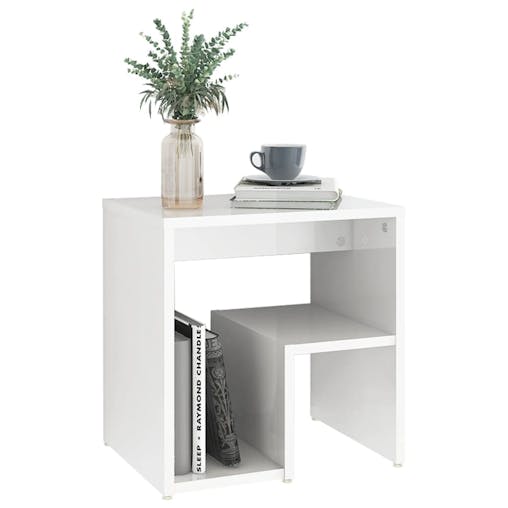 NNEVL Bed Cabinets 2 pcs High Gloss White 40x30x40 cm Chipboard