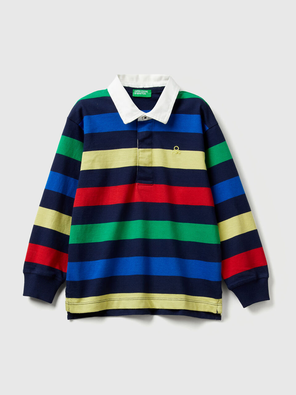 Striped rugby polo in cotton