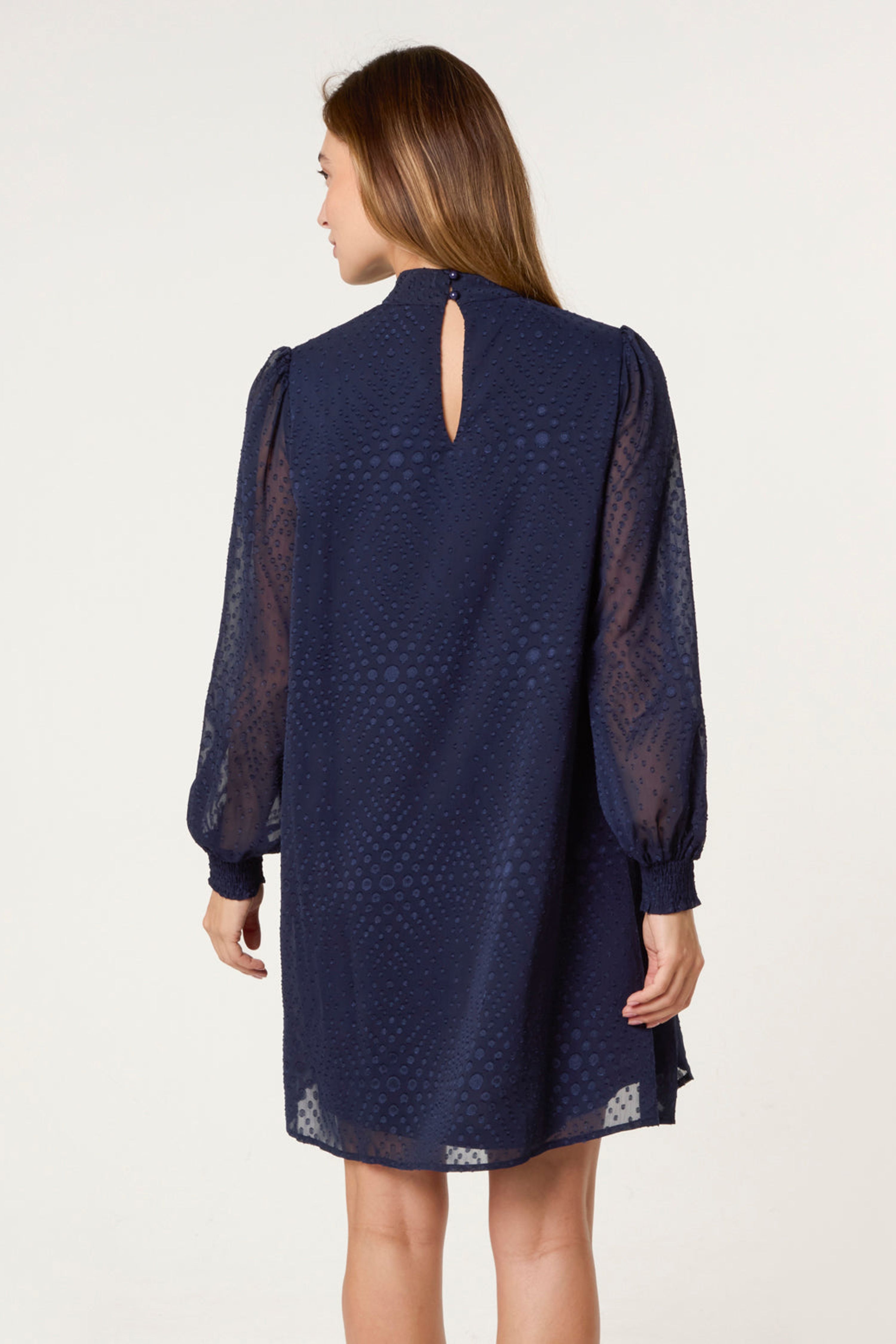 Blue Vanilla Navy High Neck Shift Dress