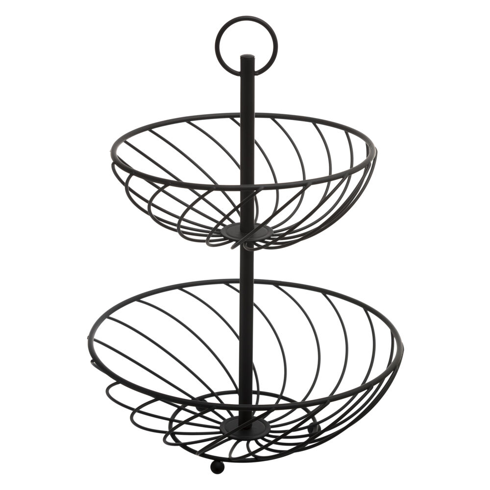 Fruteira com 2 níveis em metal preta