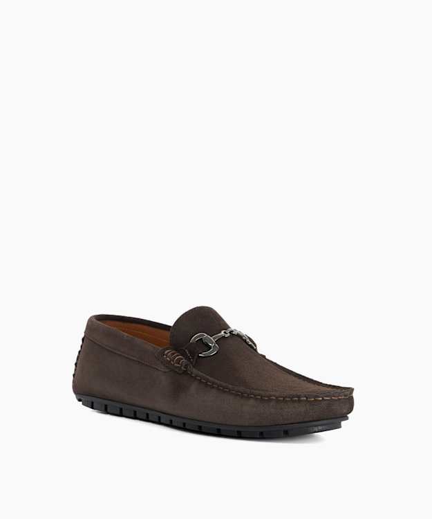 Brackon Brown - Snaffle Trim Suede Loafers