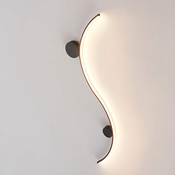Applique LED design longue vague double support noir - Curva