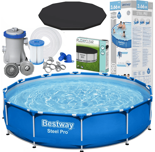 Basen stelażowy BESTWAY, pompa pokrywa 366×76 14W1 10 FT 2021 (56681),  Full zestaw kompletny