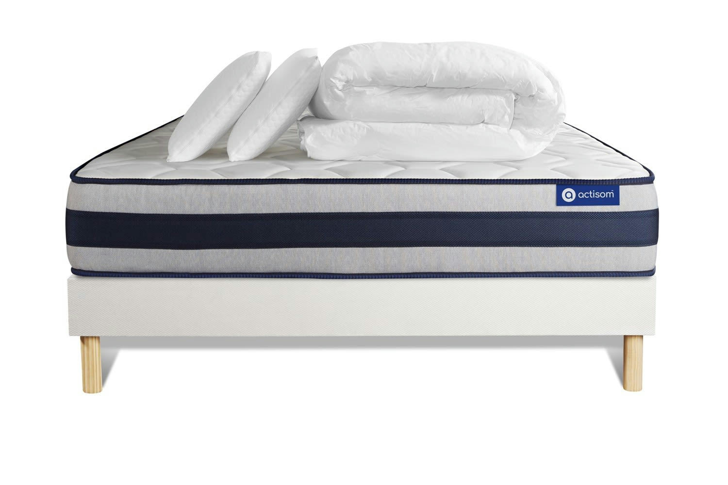 ACTIFLEX ERGO - Pack prêt à dormir 140x190 cm sommier kit blanc