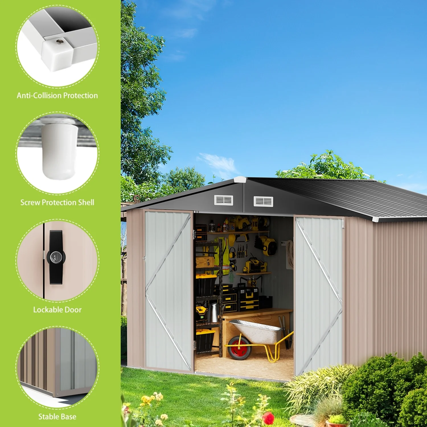 4 x6 / 8 x 10FT Outdoor Storage Sheds