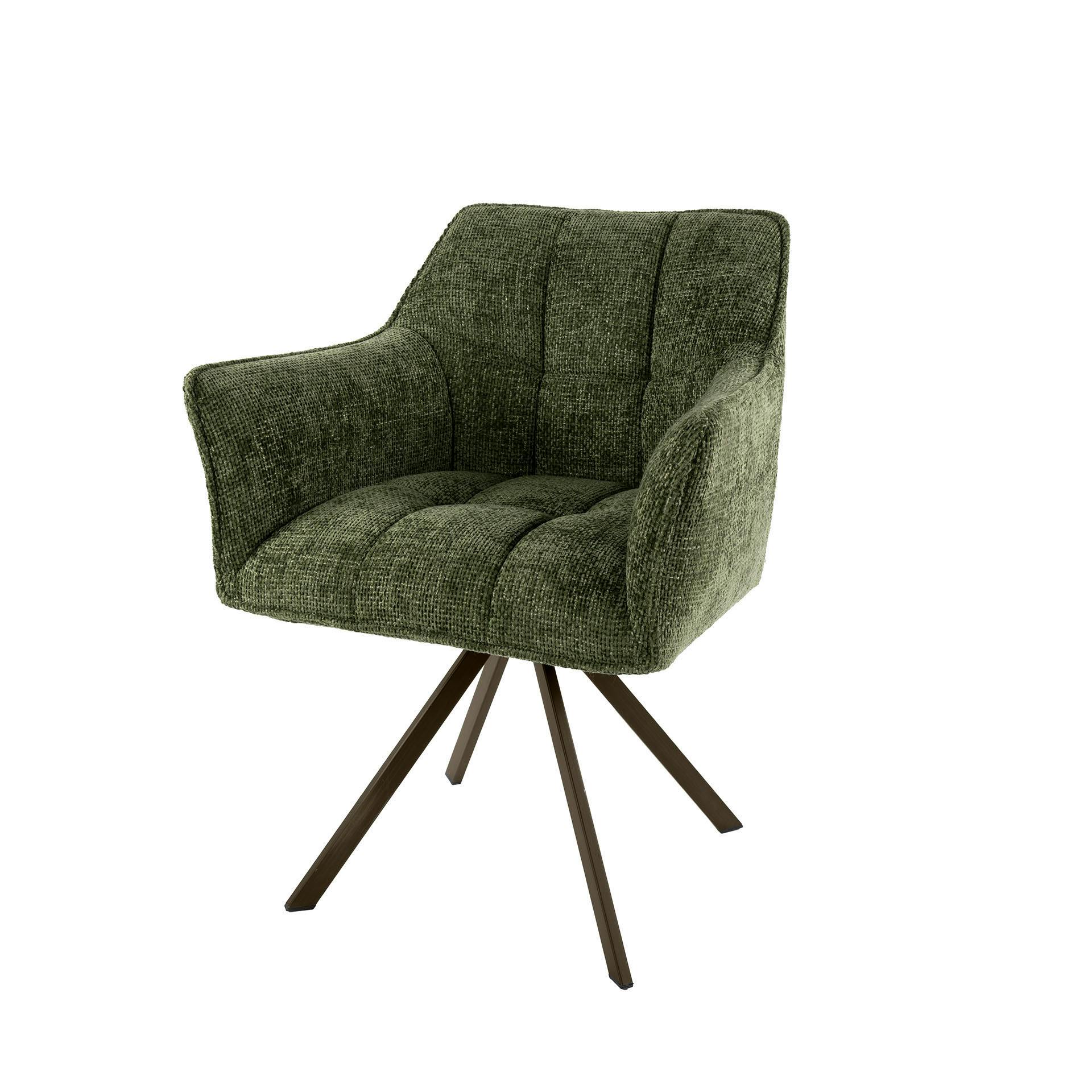 Chaise pivotante verte pied bronze (lot de 2) MELBOURNE