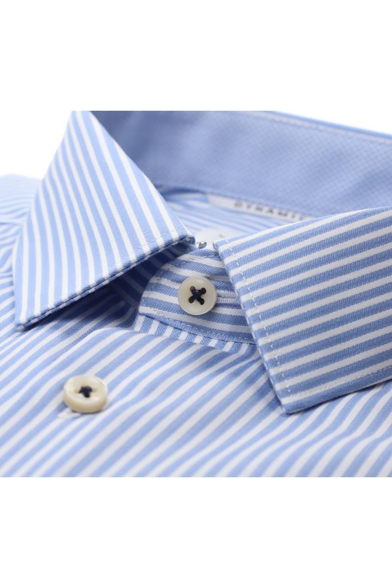 ETERNA Dynamic Cotton Super Slim Hemd mittelblau, Gestreift