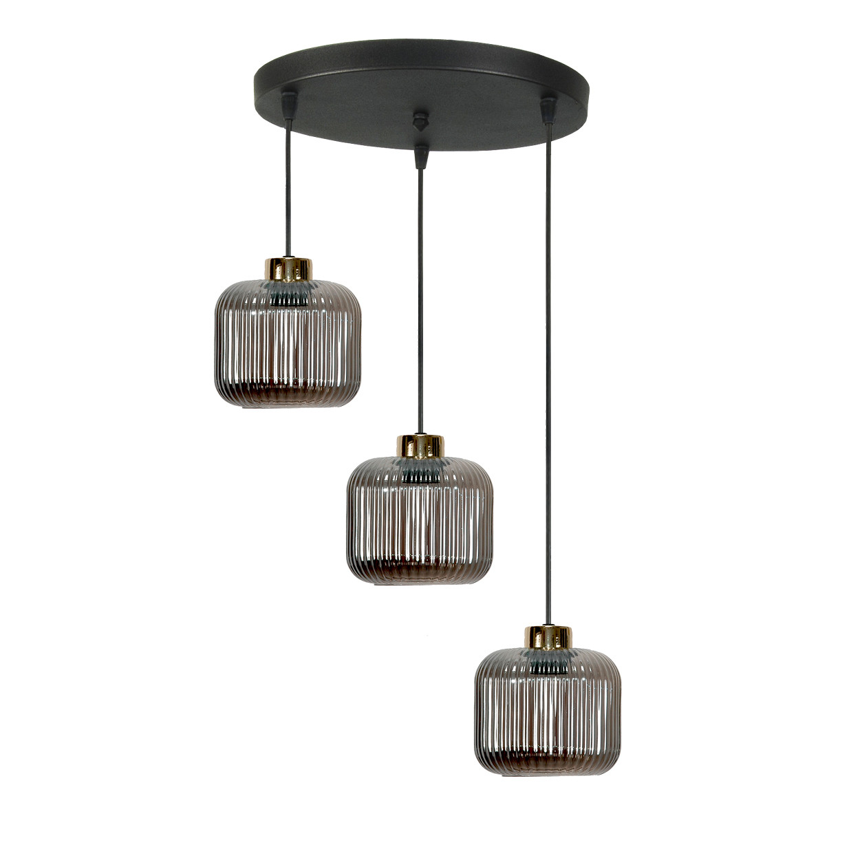 Lampa wisząca sufitowa kaskada LED grafit klosze loft 3xE27 KORN 14-972