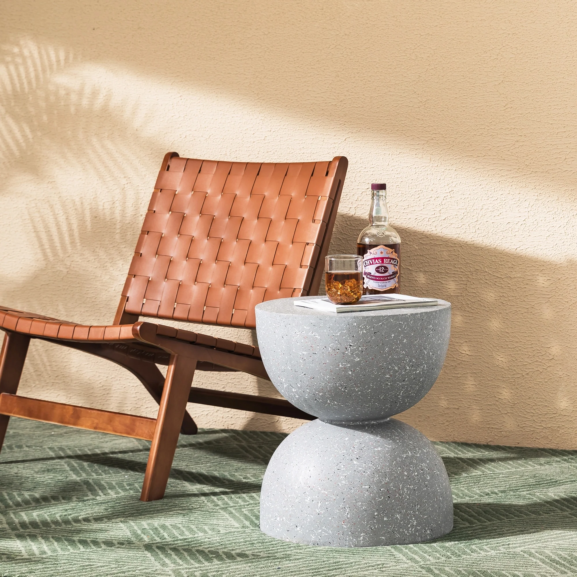 Glitzhome 18H Modern MGO Faux Terrazzo Garden Stool Planter Stand - 15.75L X 15.75W X 17.75H