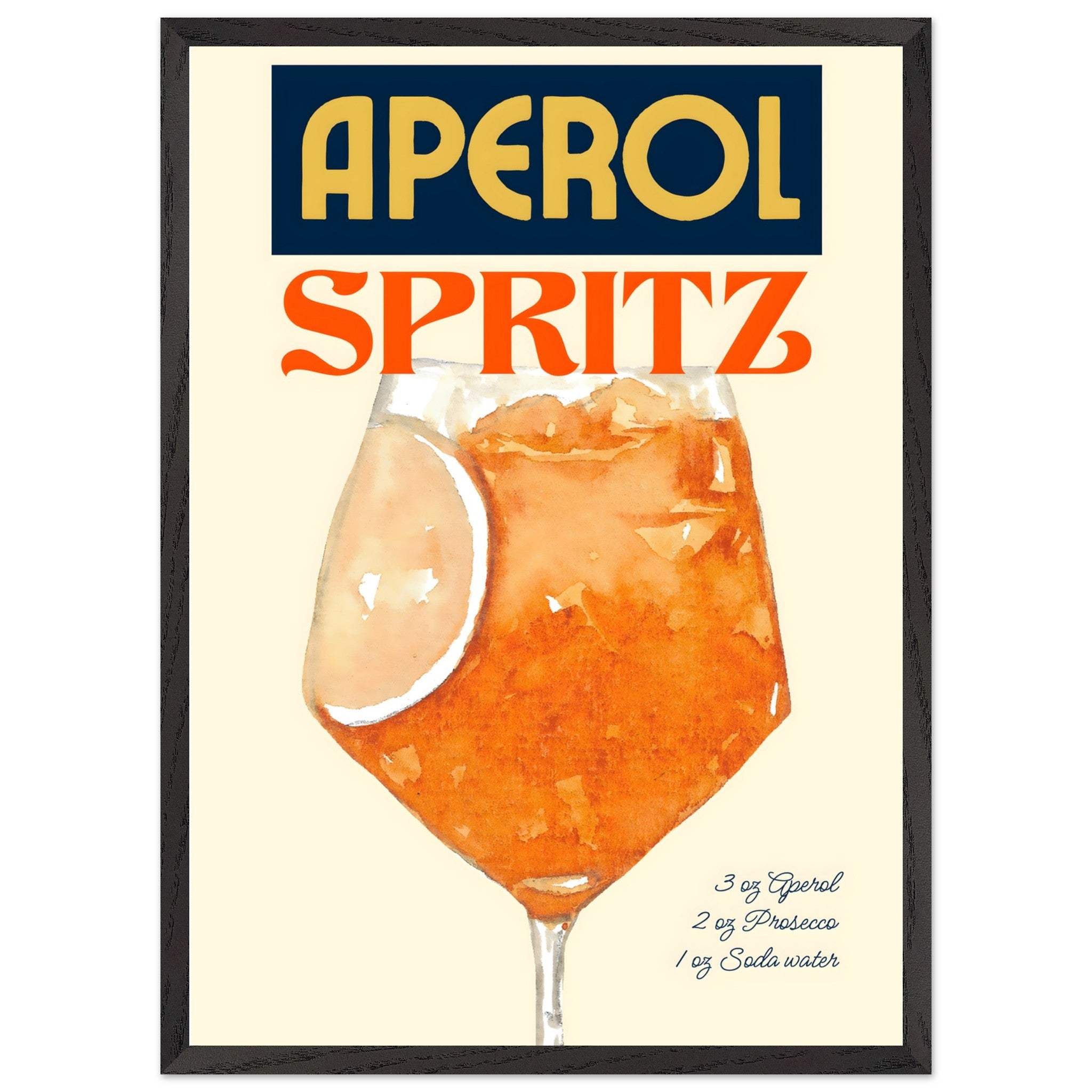 Artfulprints Poster met Lijst Aperol Spritz - Original  - 50x70 cm - Oranje