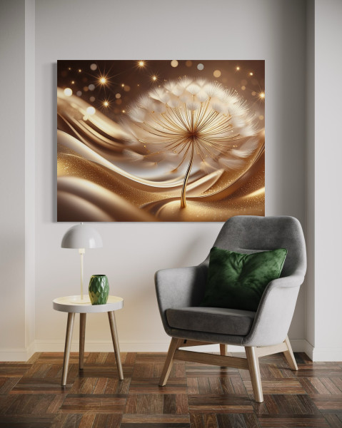 Feeby Obraz na płótnie, Kwiaty Złoty Glamour 60x40