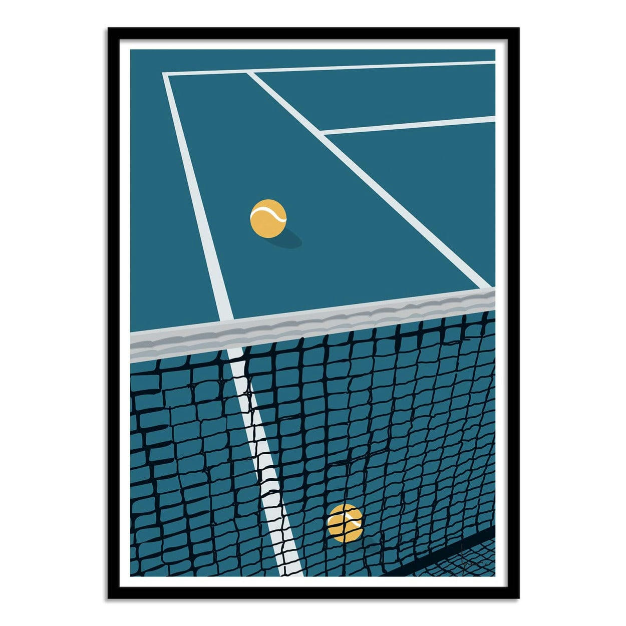 LPX ILLUSTRATION - FILET TENNIS BLEU - LPX ILLUSTRATION - Affiche d'art 50 x 70 cm