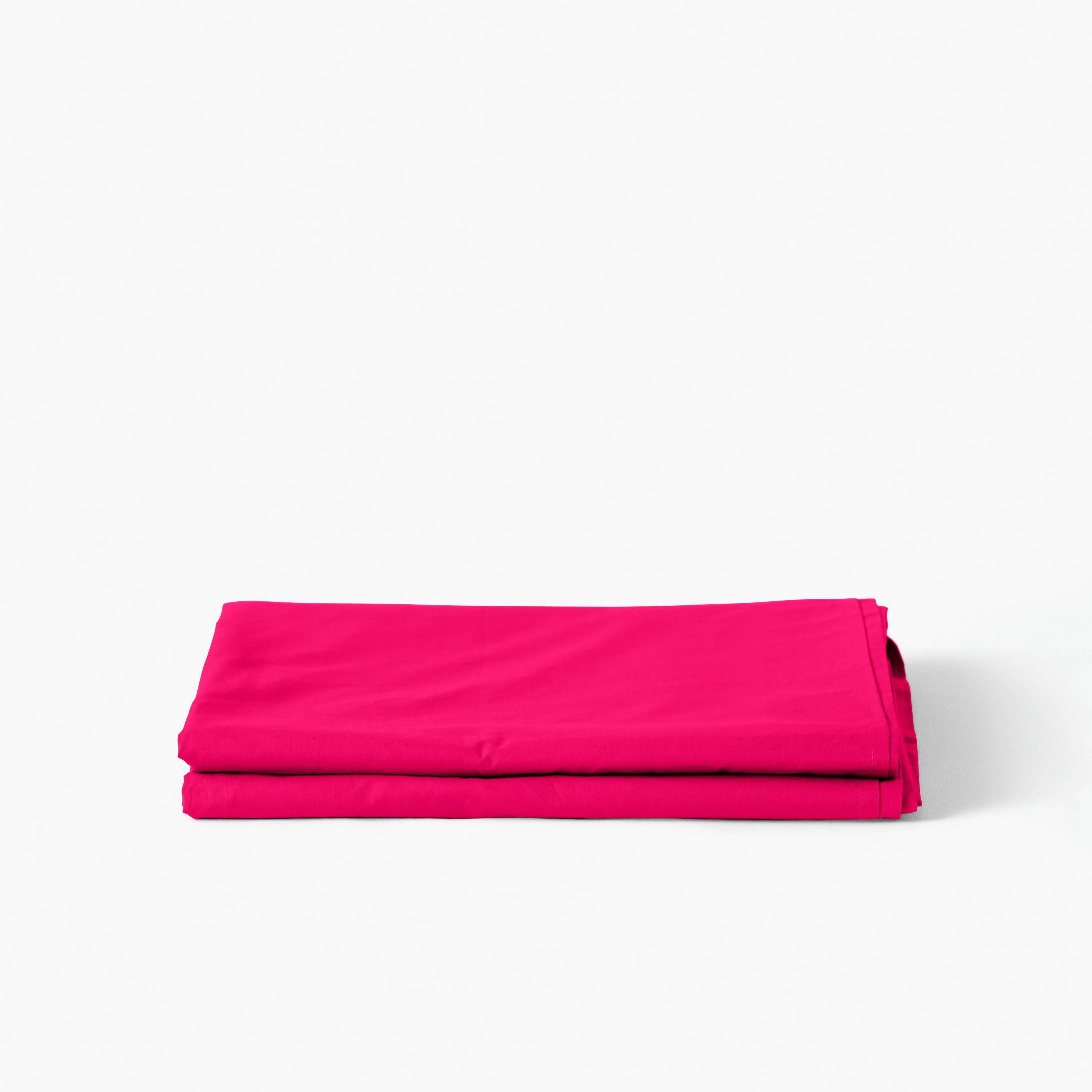 NEO - Drap de lit percale de coton uni brodé rose 240 x 300 cm