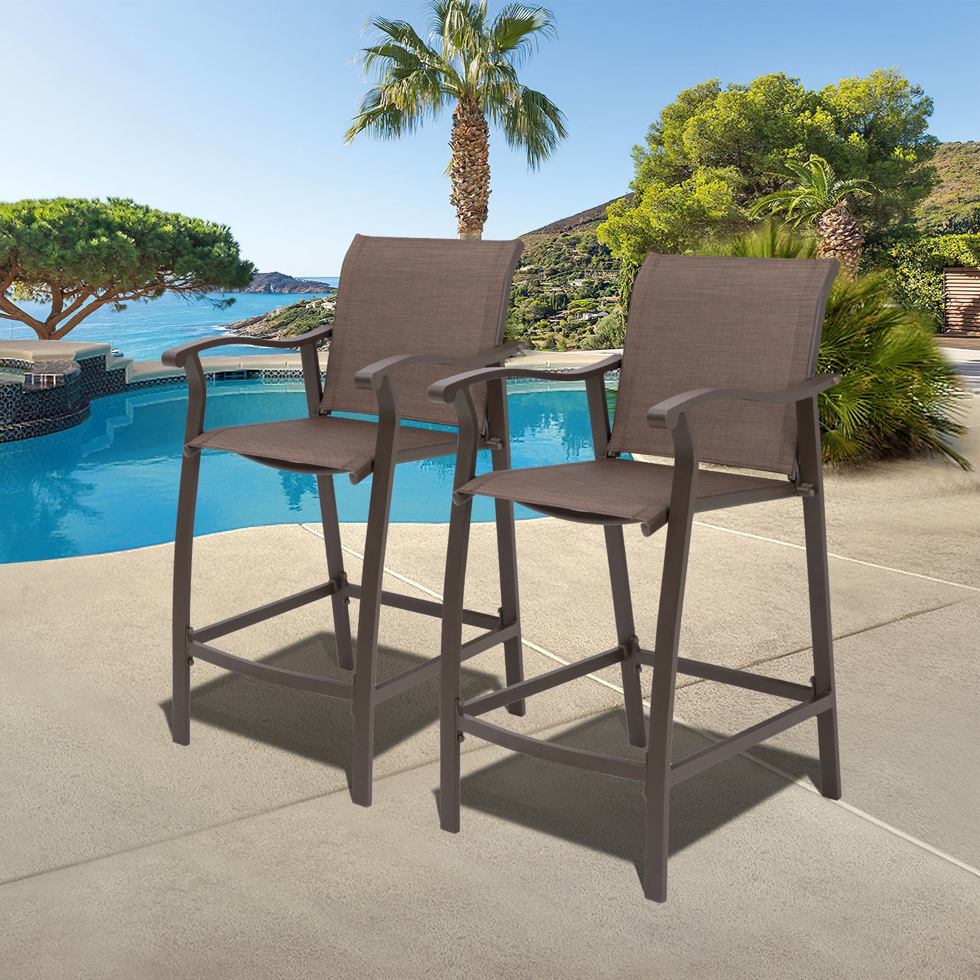 Pellebant 2PCS Patio Bar Stools Outdoor Chairs