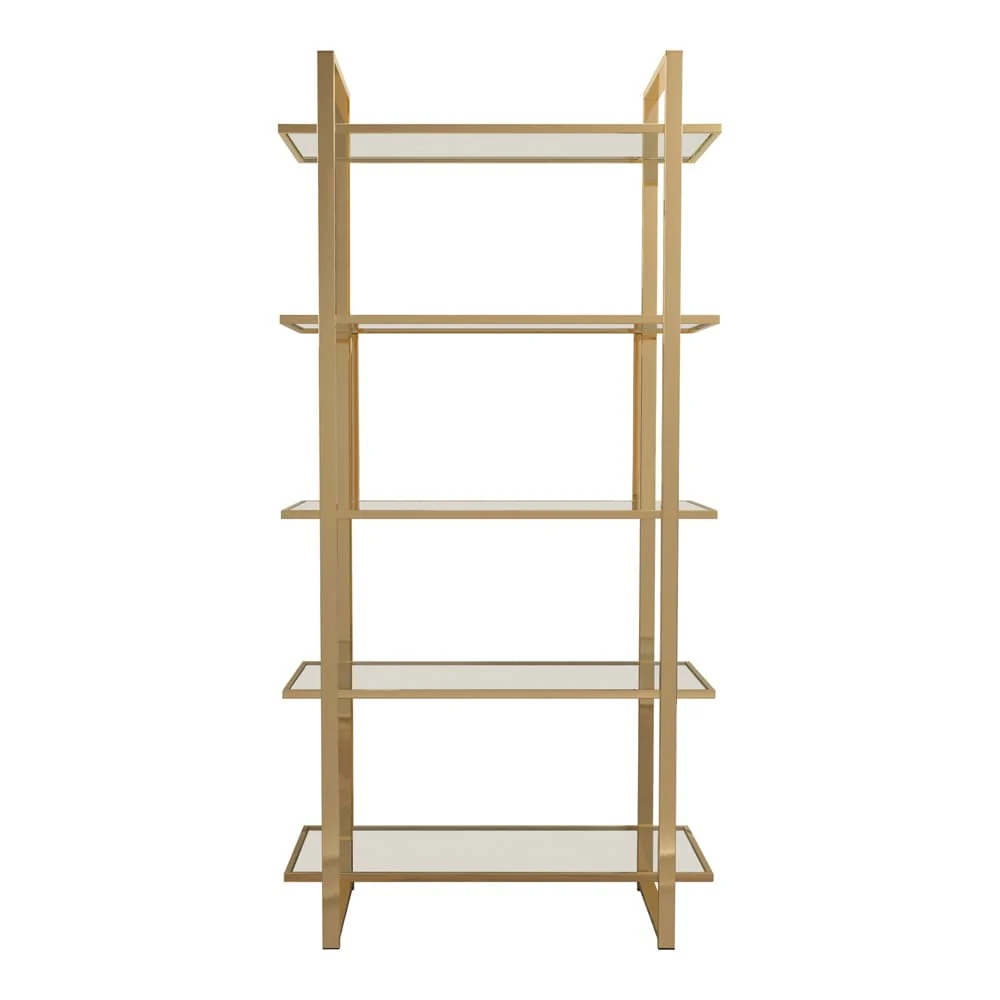 Hartford 79-inch 5-shelf Glass Bookshelf - 31.50 x 17.75 x 79.00