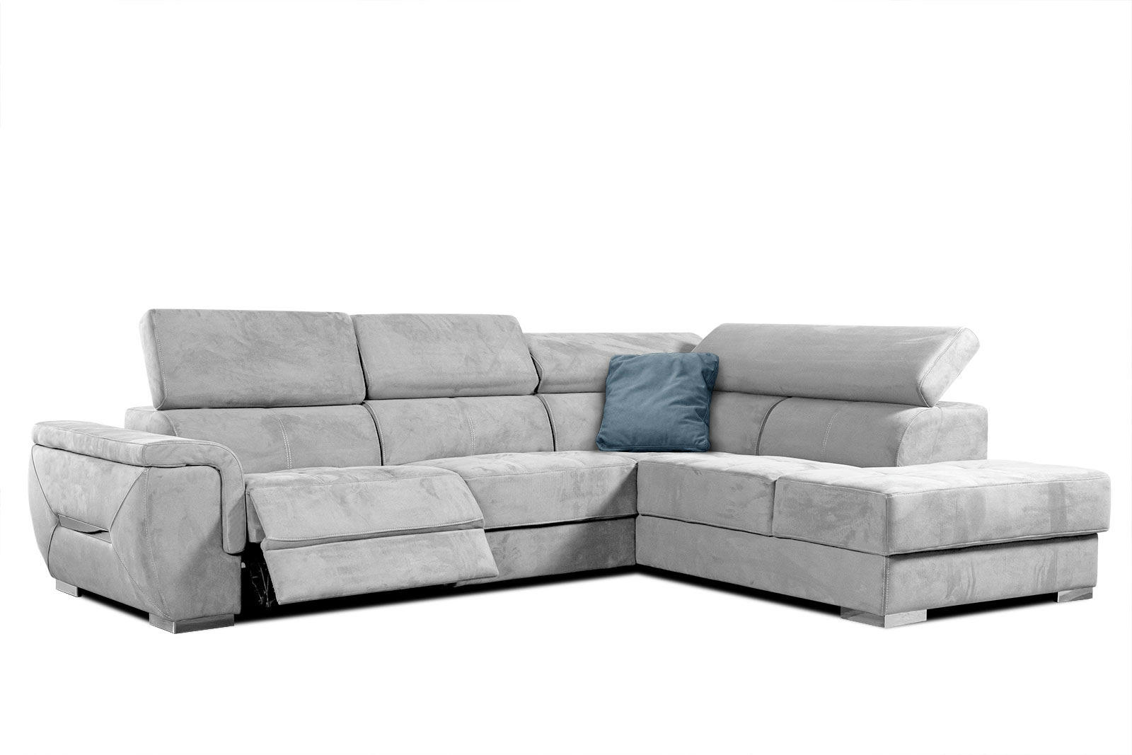 KELTE - Canapé d'angle droit 5 places avec une relaxation tissu gris