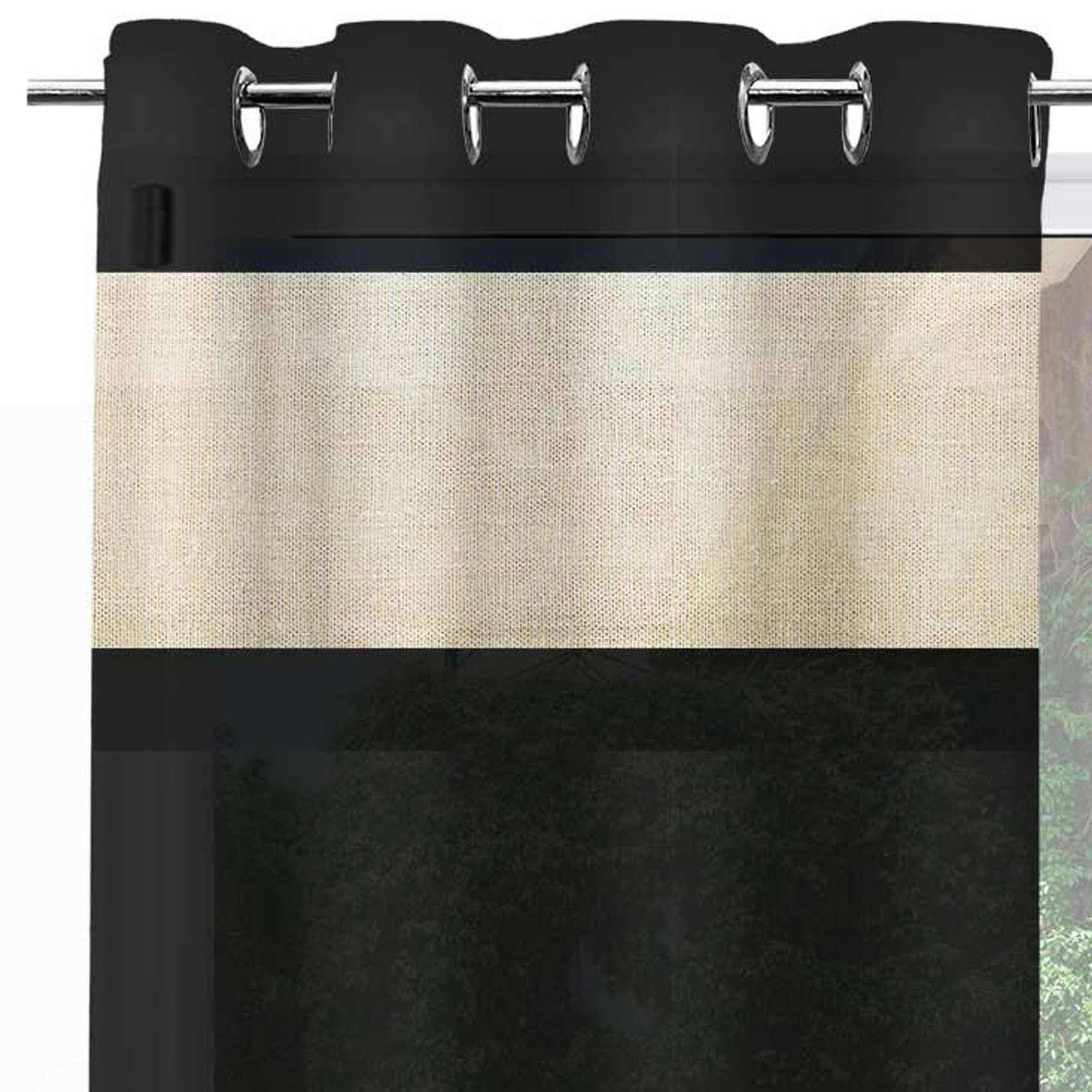 - Rideau d'ameublement avec parement en jute jute/coton noir 135x250 cm