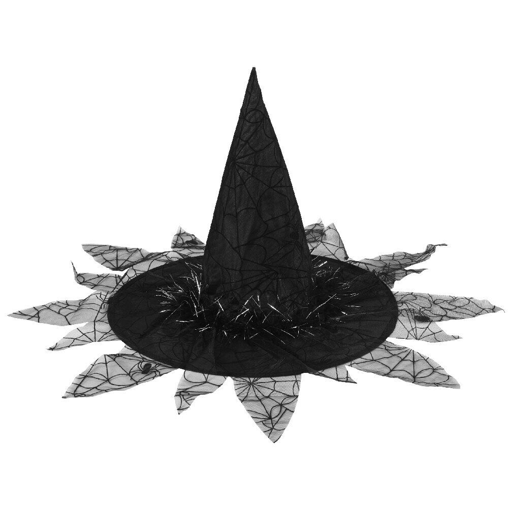 Chapeau de sorcière et toiles d'araignées Halloween noir