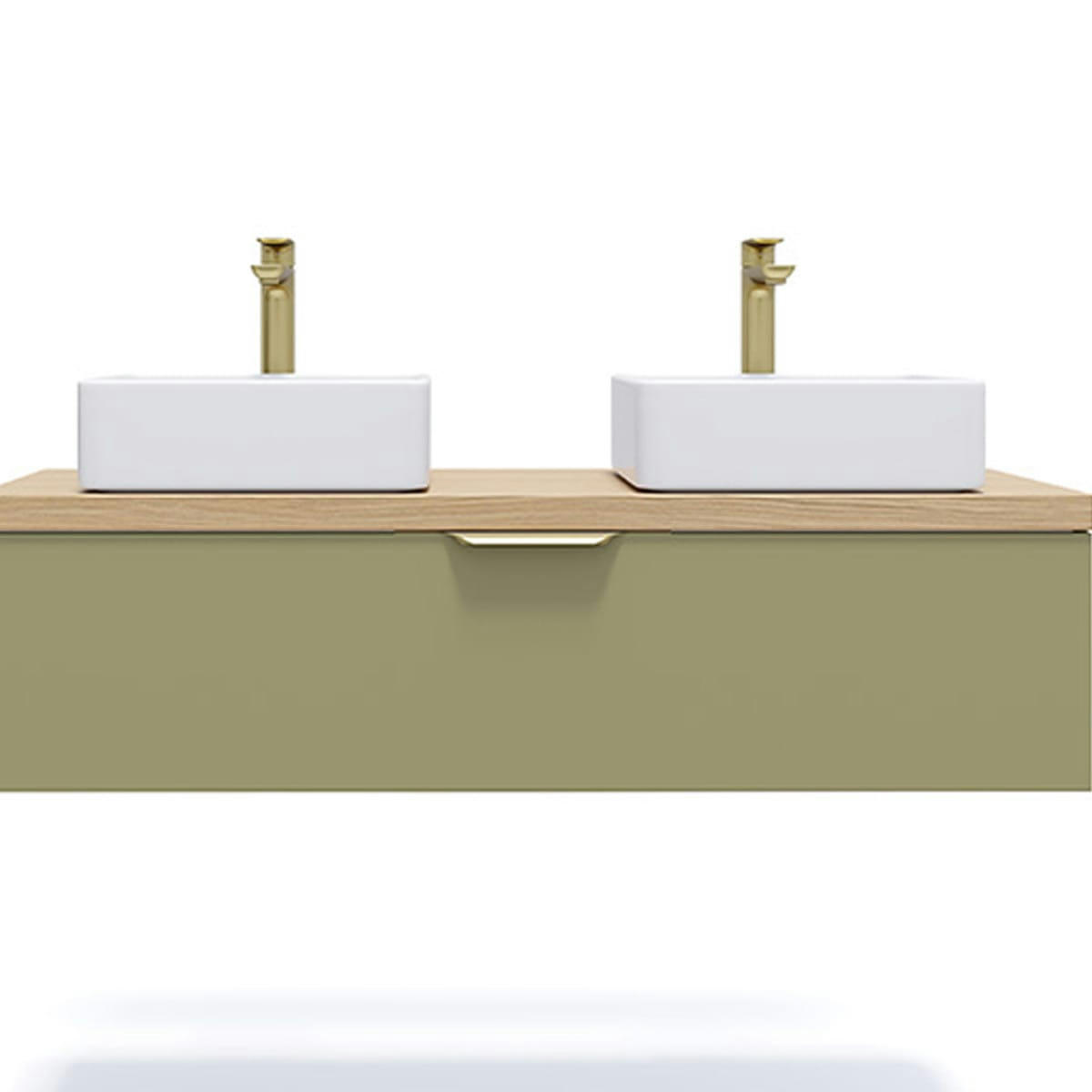 VENICE - Meuble salle de bain 2 vasques posées 120cm 1 tiroir Vert