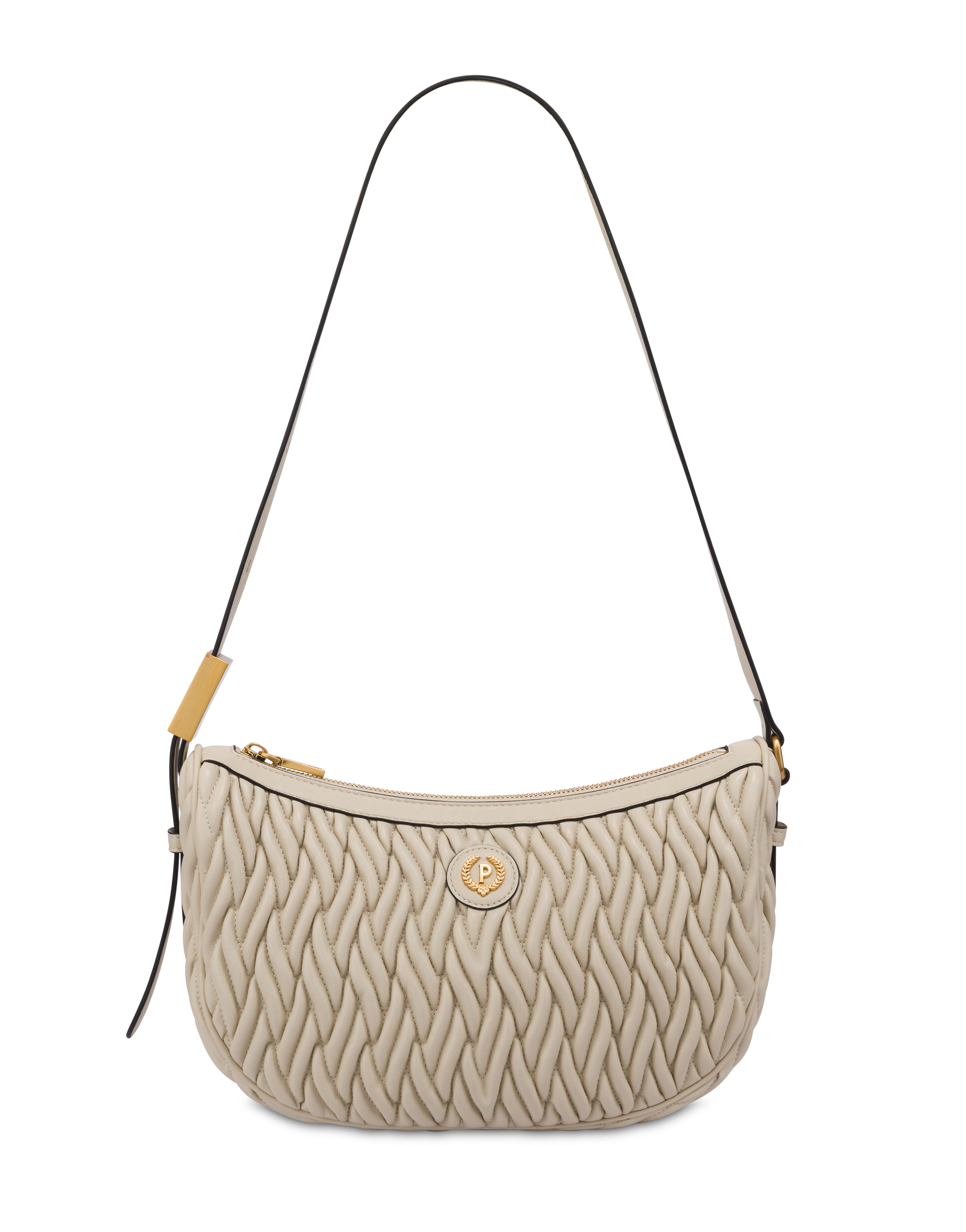Borsa A Spalla Alba In Quilted Pu E Soft Pu Avorio/avorio