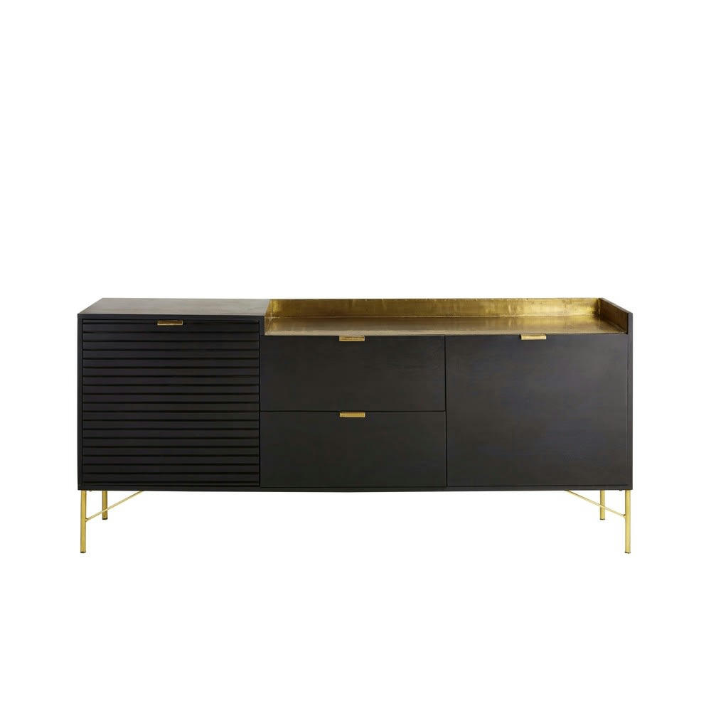 Jagger - Buffet 2 portes 2 tiroirs en manguier massif noir