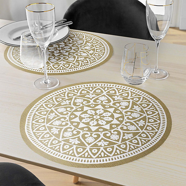 Lot de 6 sets de table imitation jute lessivables