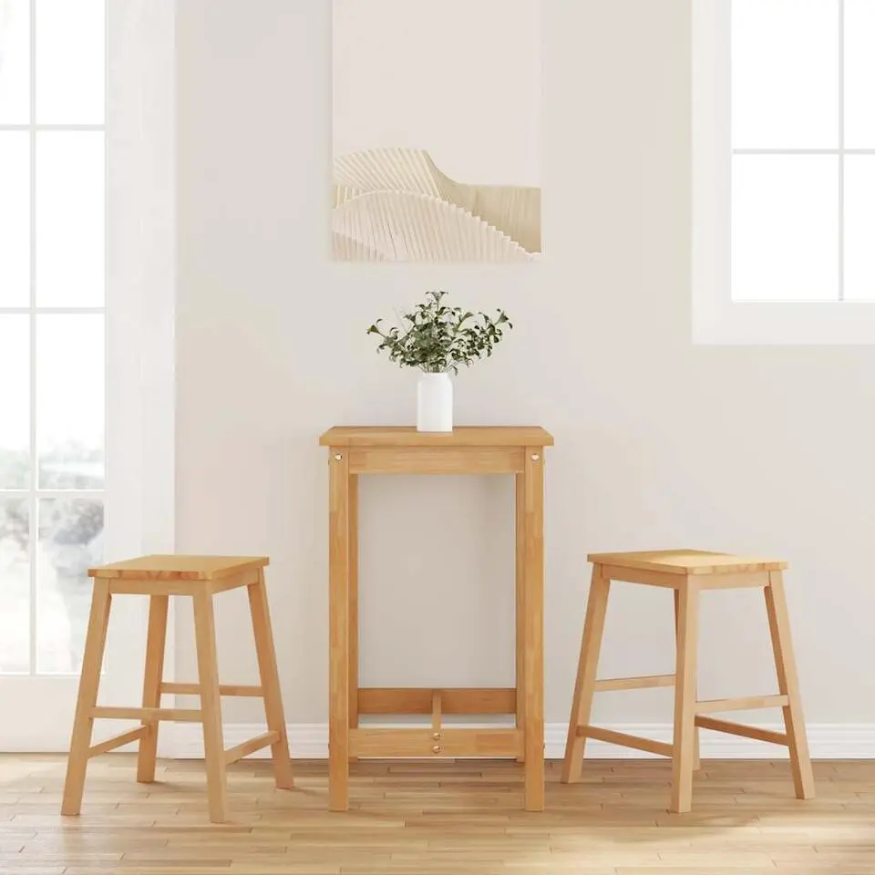 vidaXL Barkrukken voor aanrecht - Hoogte 63 cm - Naturel rubberhout - Set van 2