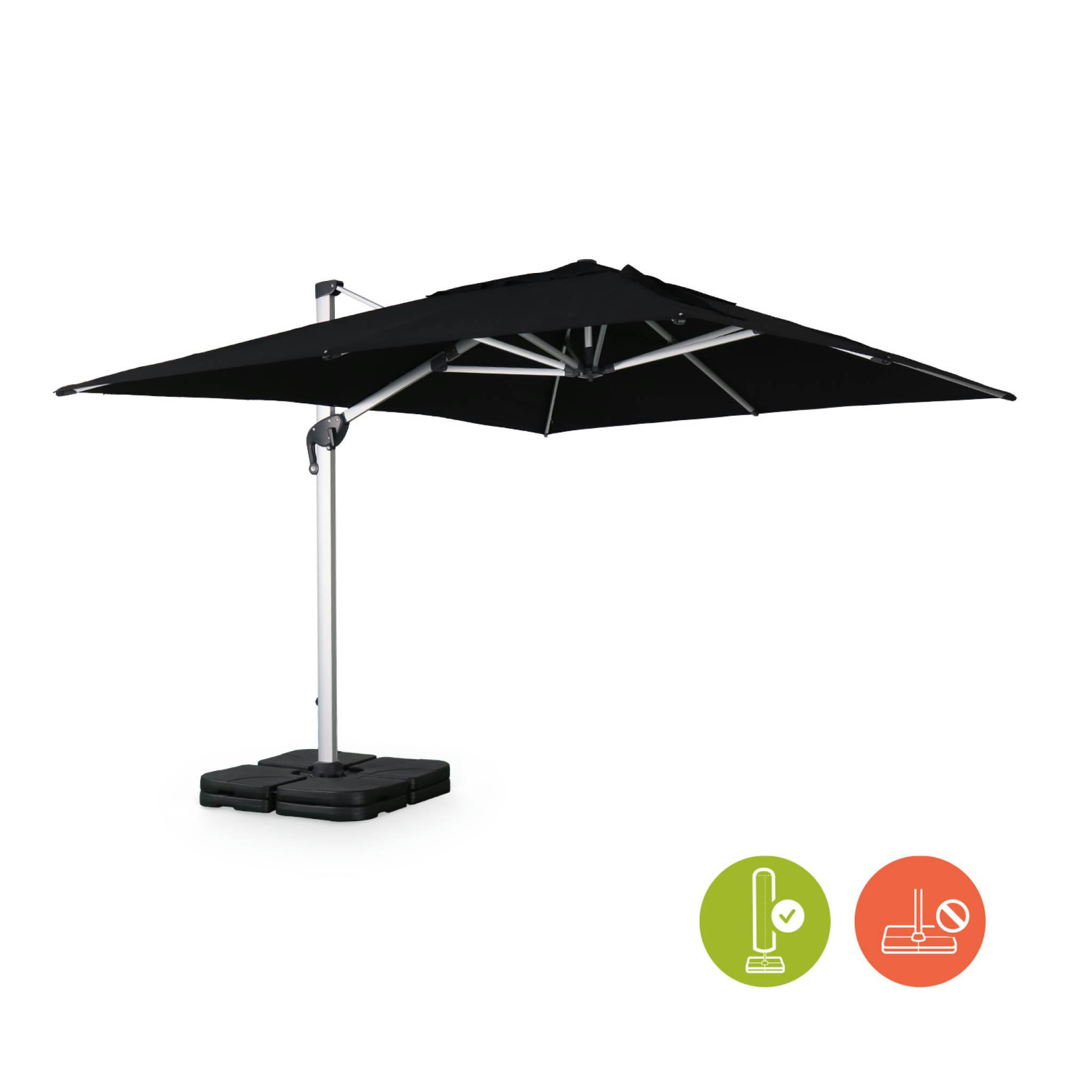 PYLA - Parasol déporté en aluminium et toile en agora noir 3x4m