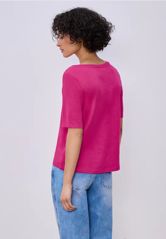 Basic T-Shirt mit V-Neck in Unifarbe