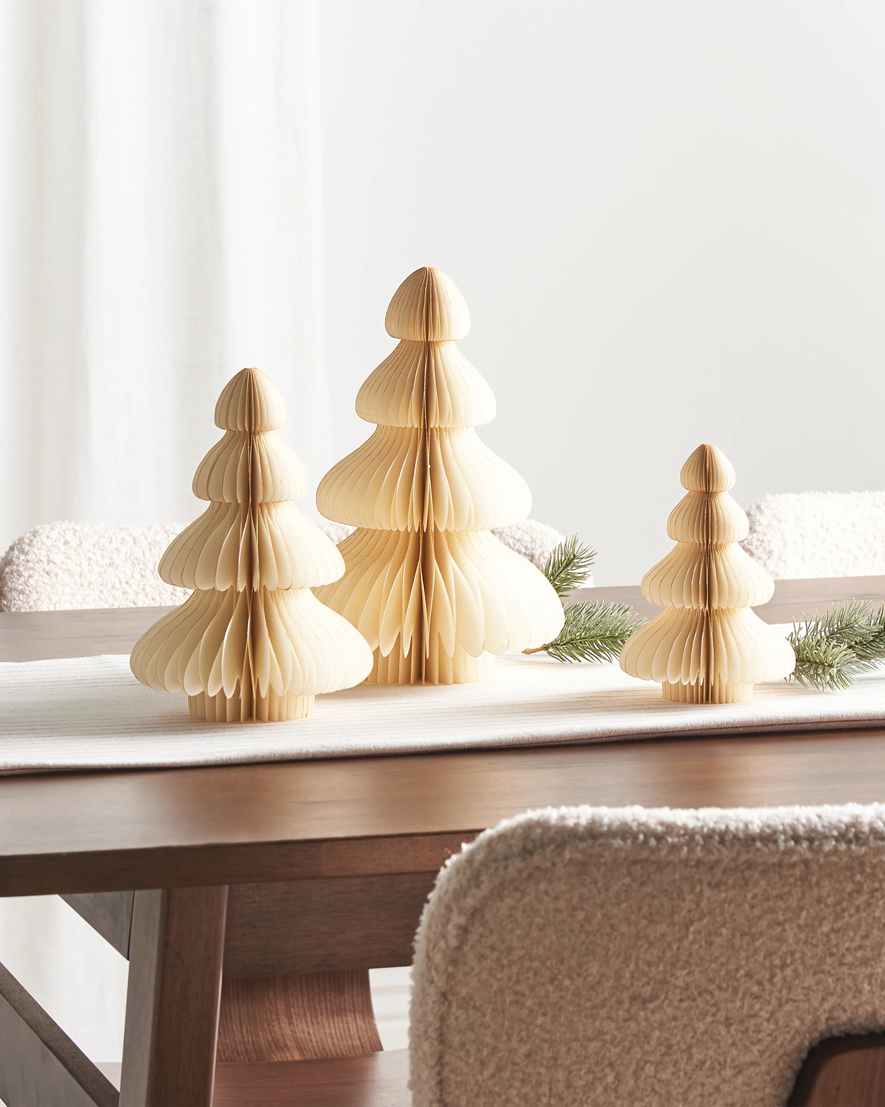 Set of 3 Figurines NILGIRI Christmas Tree 15/20/25 cm Beige