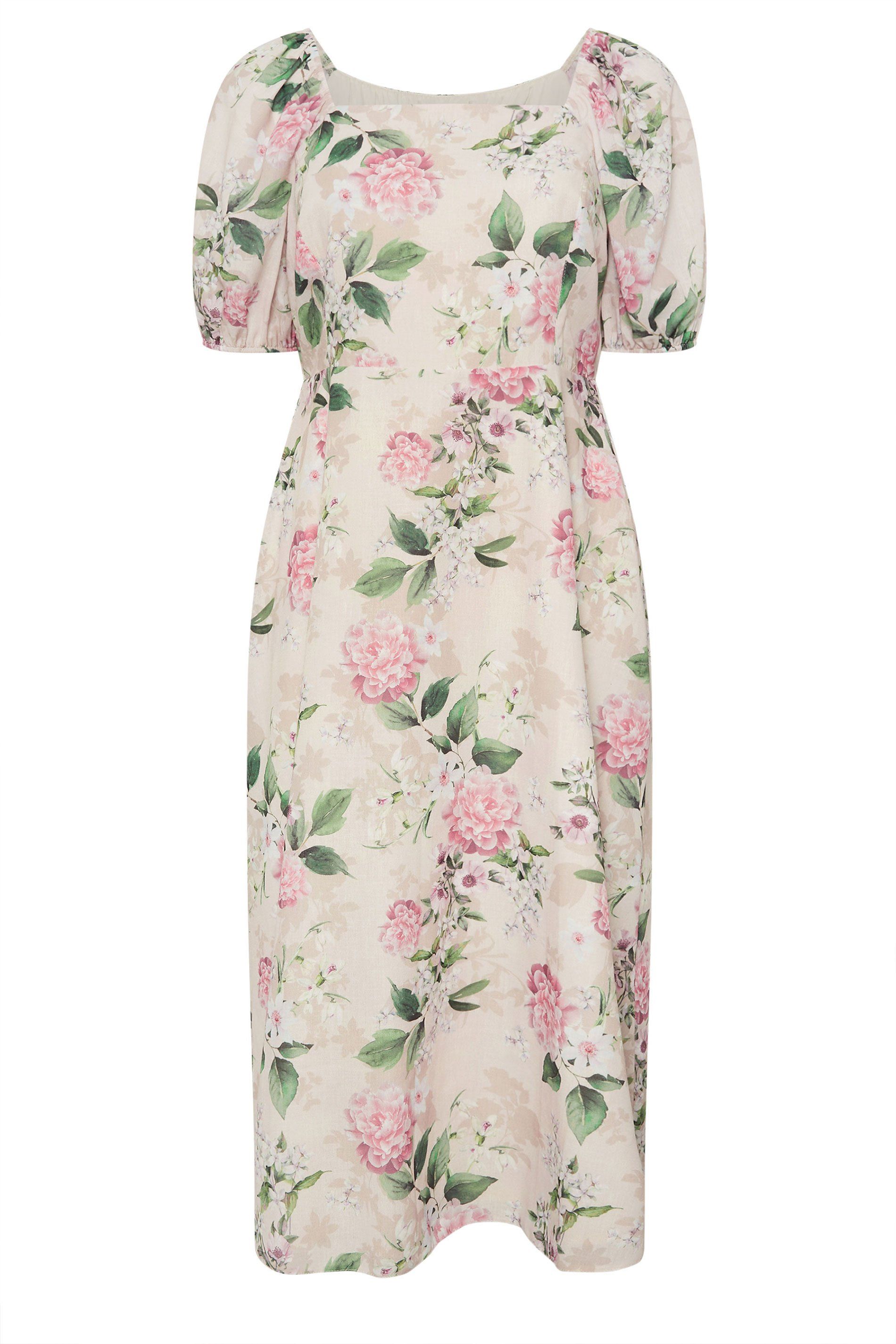 Yours Floral Linen Look Midaxi Dress