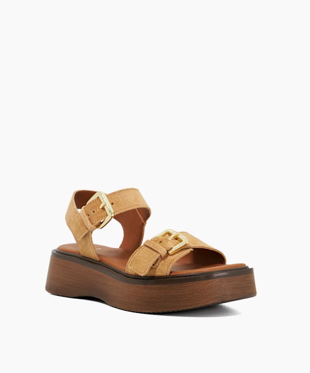 Luno Sand - Double Strap Flatform Sandals