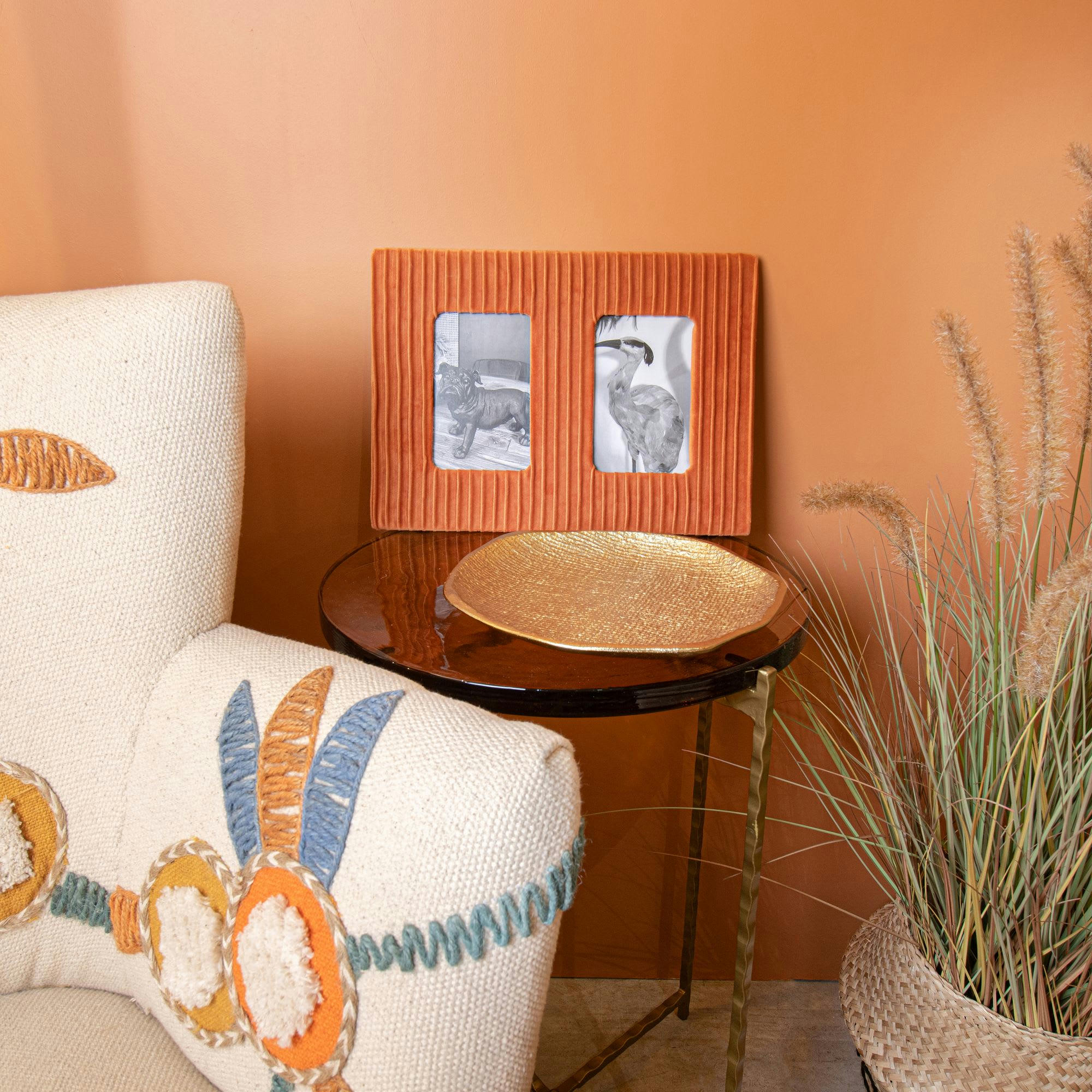 VRILLE - Cadre photo en velours plissé terracotté