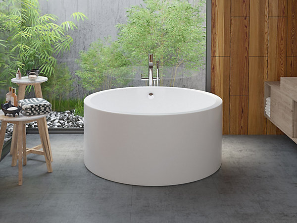 Baignoire îlot ronde - 130 x 130 x 58 cm - Acrylique - Blanche - 165 L - LAGUNO