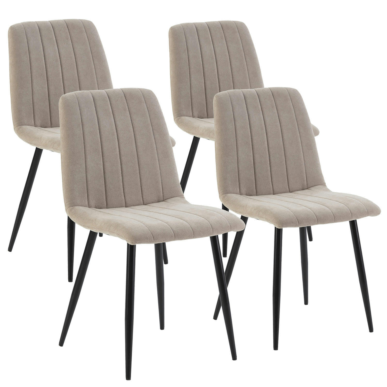 SAGI - Pack 4 chaises recouvertes de tissu beige