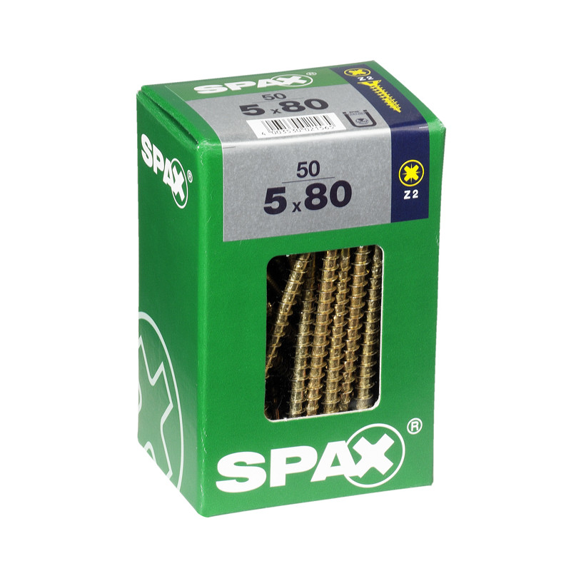 Vis TF Pozi jaune Ø 5 x 80 mm 50 pièces SPAX